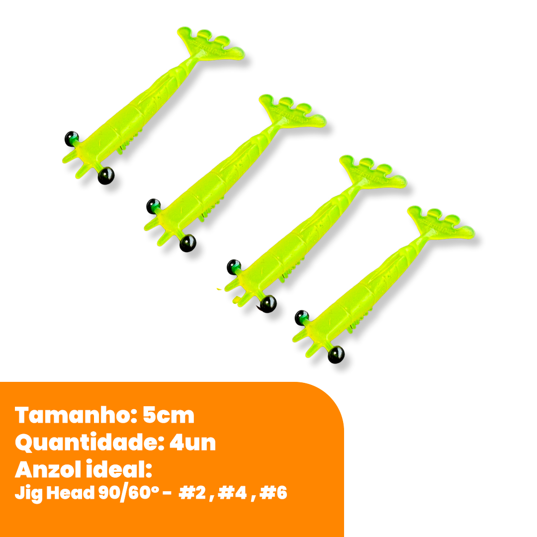 Kit Isca Artificial Camarão Jig Head Articulado
