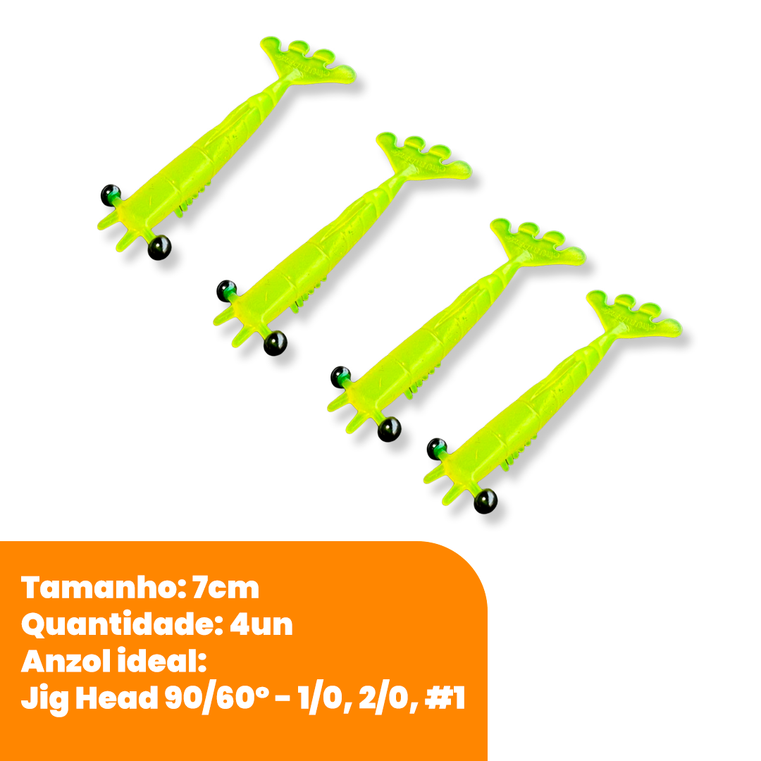 Kit Isca Artificial Camarão Jig Head Articulado