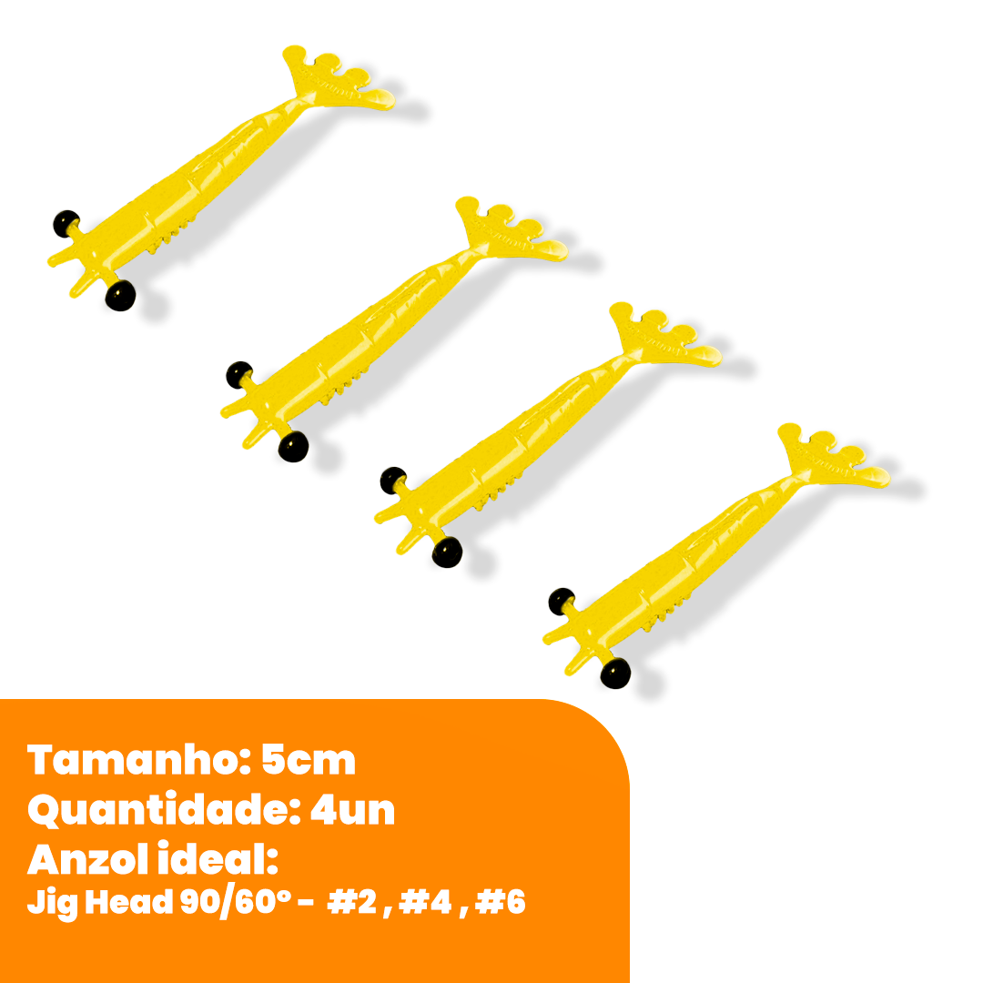 Kit Isca Artificial Camarão Jig Head Articulado