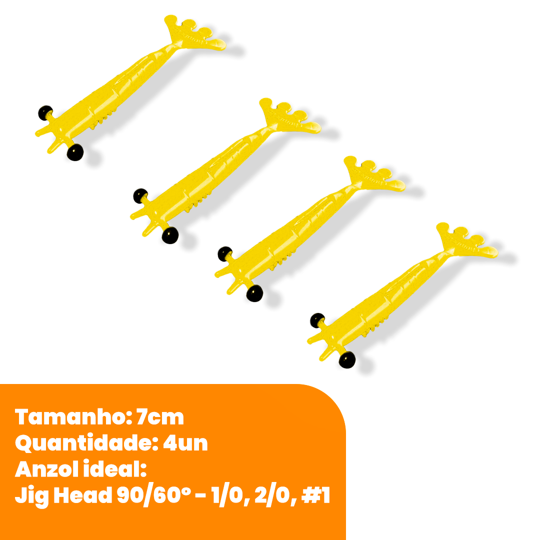 Kit Isca Artificial Camarão Jig Head Articulado