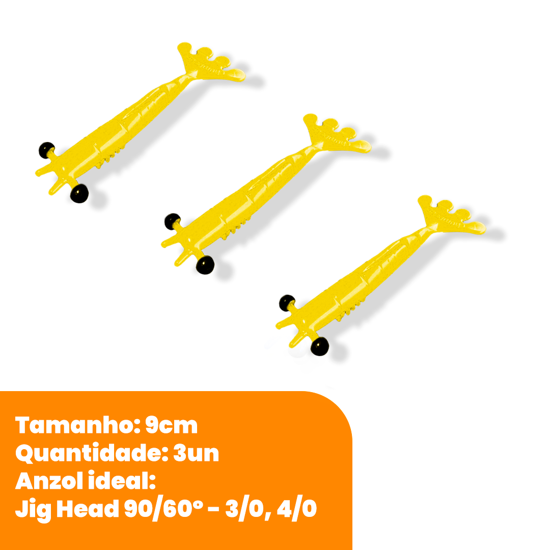 Kit Isca Artificial Camarão Jig Head Articulado