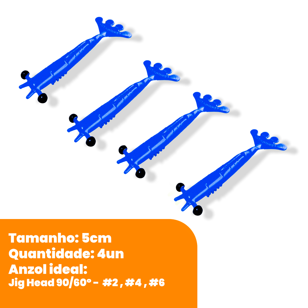 Kit Isca Artificial Camarão Jig Head Articulado