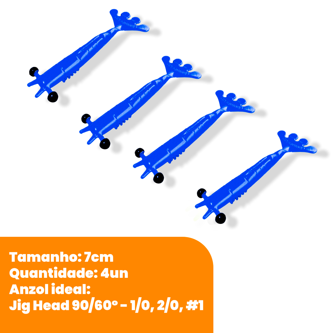 Kit Isca Artificial Camarão Jig Head Articulado