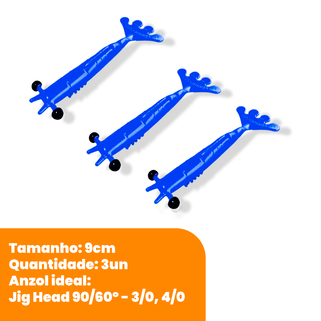 Kit Isca Artificial Camarão Jig Head Articulado