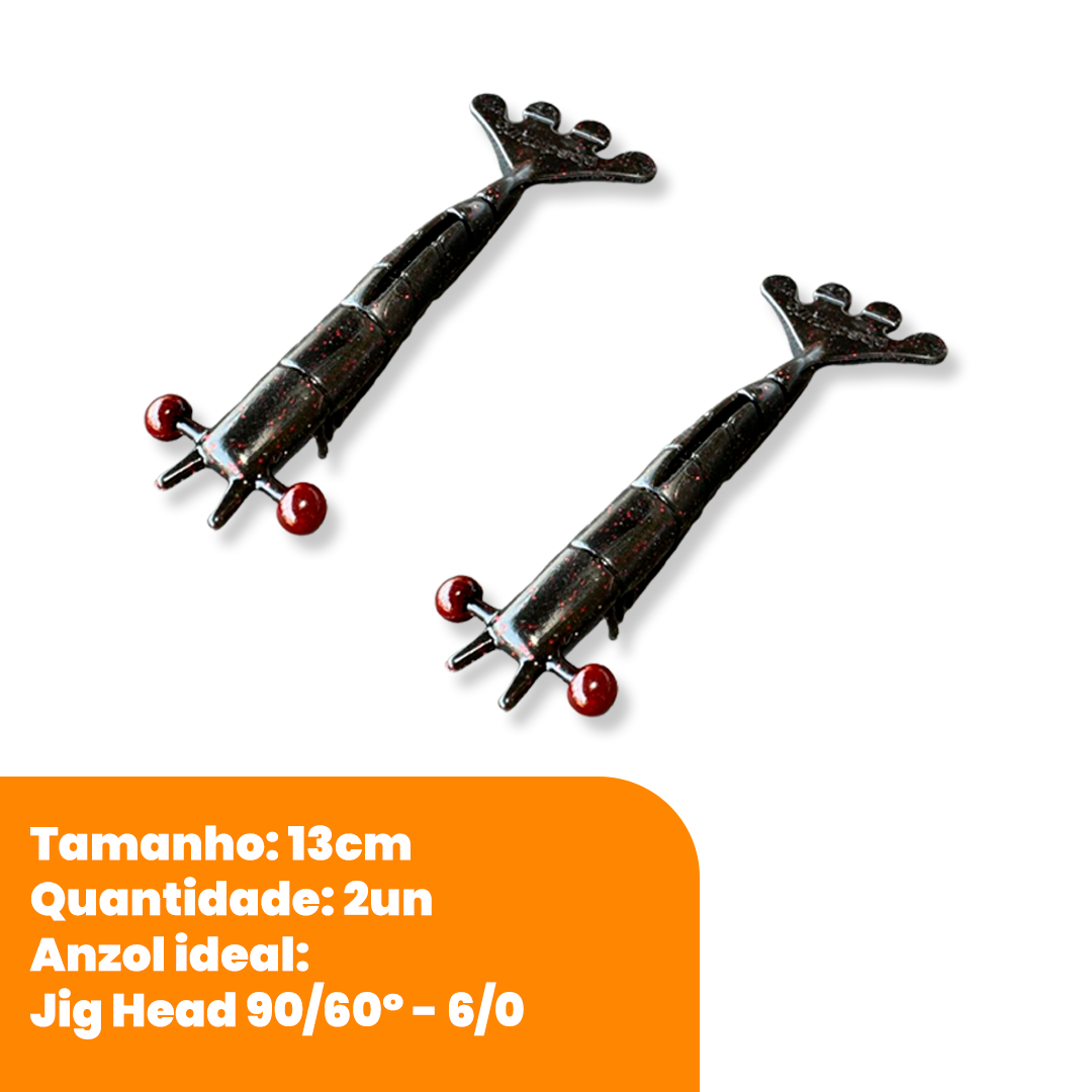 Kit Isca Artificial Camarão Jig Head Articulado