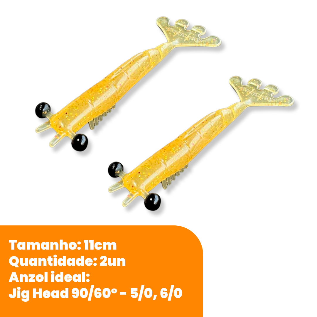 Kit Isca Artificial Camarão Jig Head Articulado