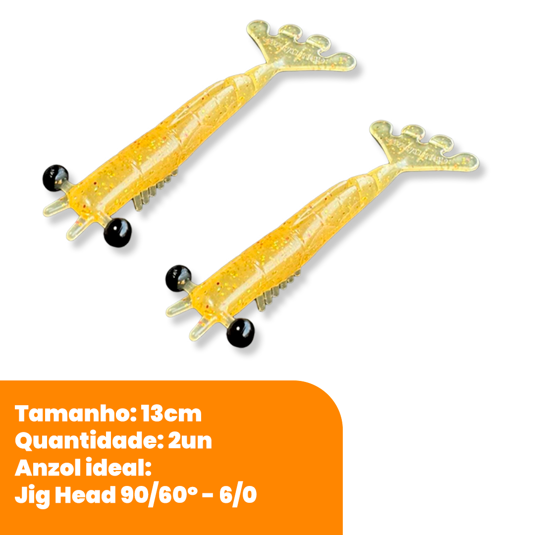 Kit Isca Artificial Camarão Jig Head Articulado