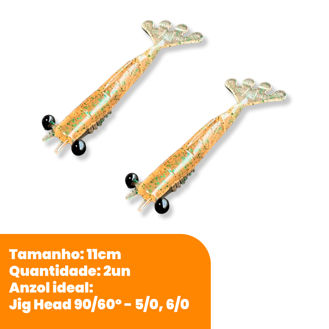 Kit Isca Artificial Camarão Jig Head Articulado