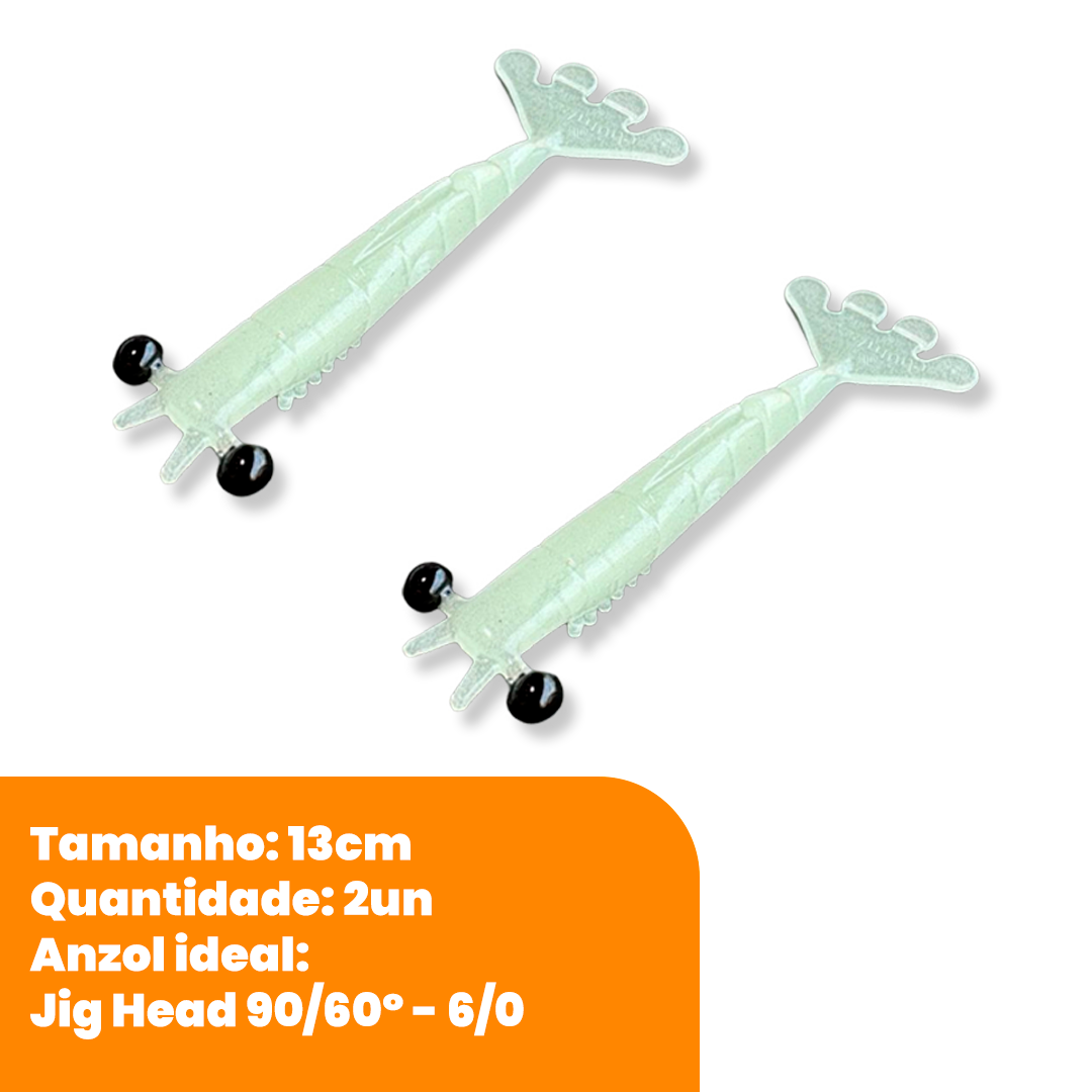 Kit Isca Artificial Camarão Jig Head Articulado