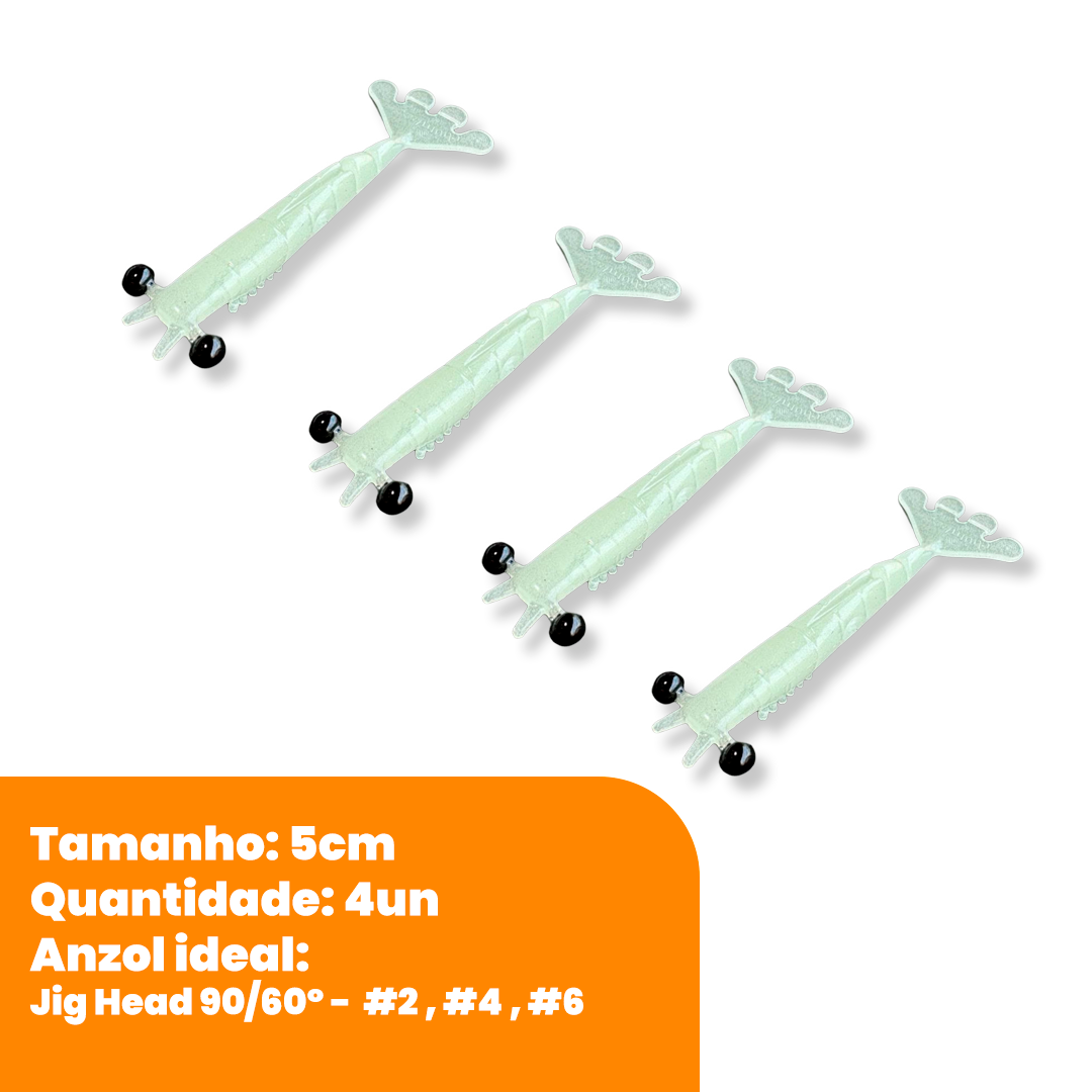 Kit Isca Artificial Camarão Jig Head Articulado