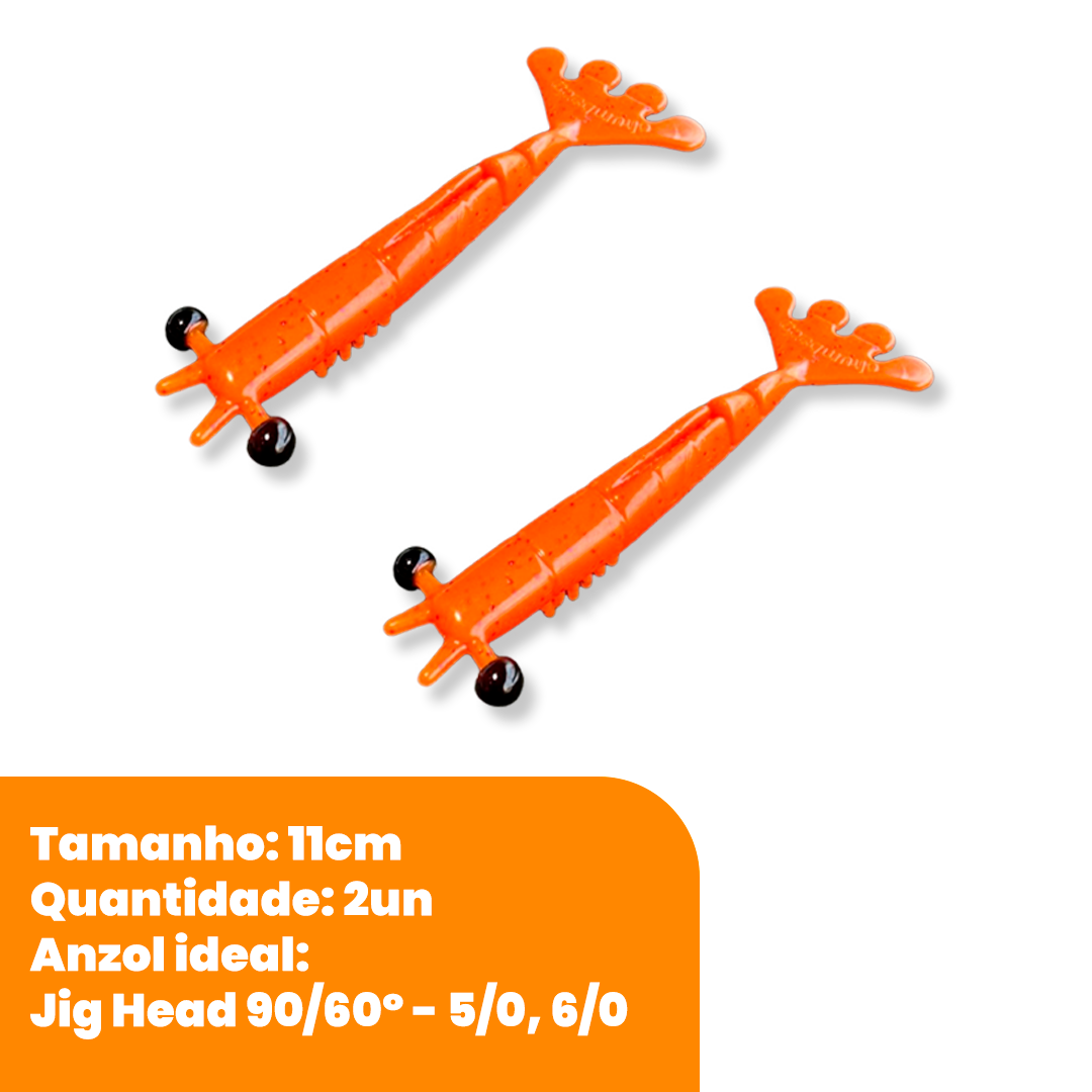 Kit Isca Artificial Camarão Jig Head Articulado