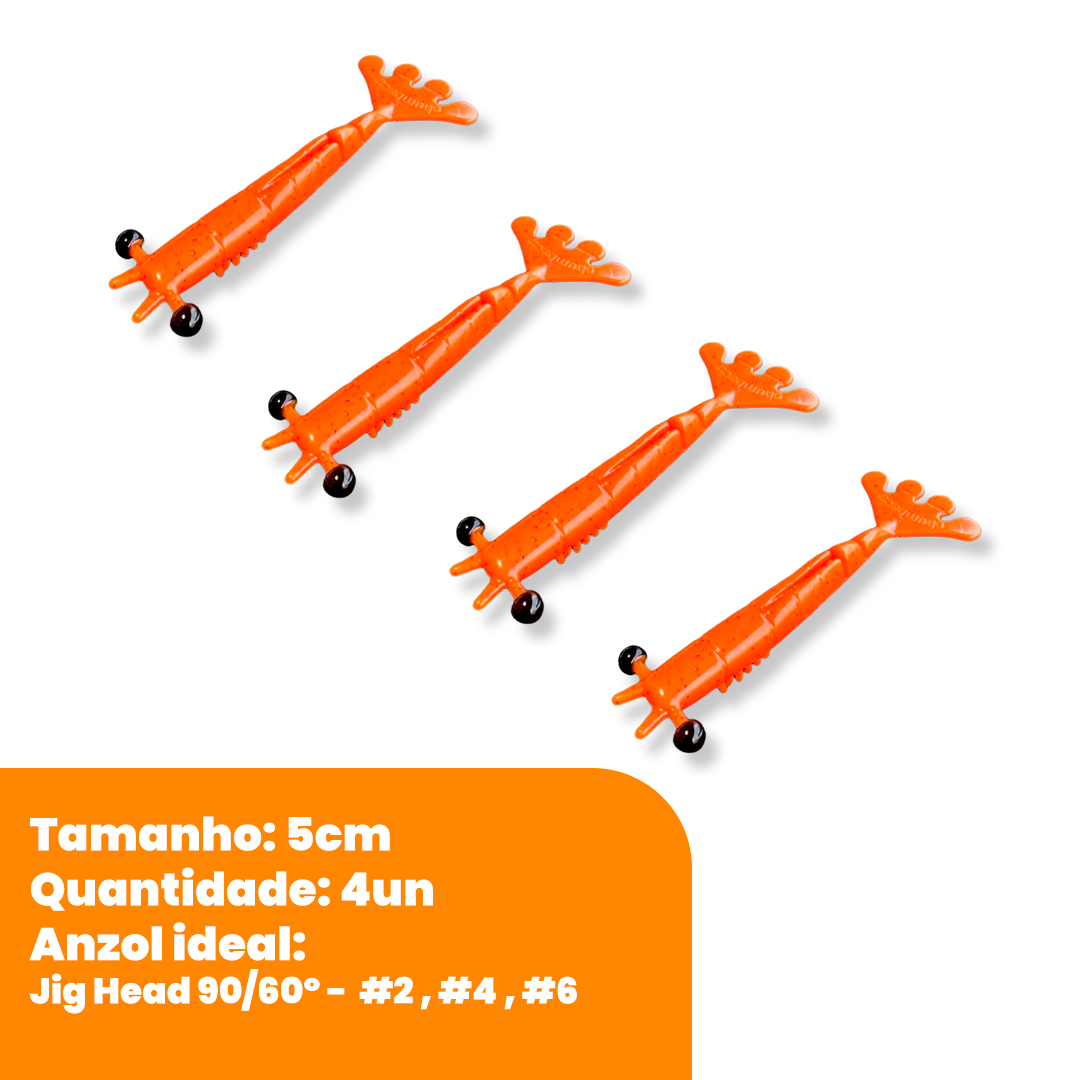 Kit Isca Artificial Camarão Jig Head Articulado