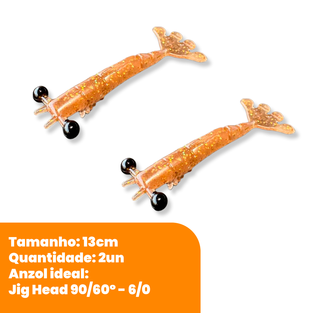 Kit Isca Artificial Camarão Jig Head Articulado