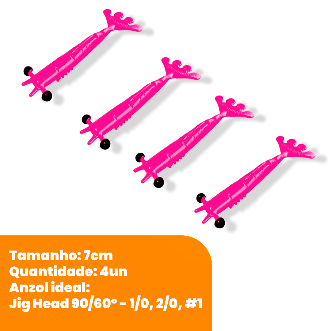 Kit Isca Artificial Camarão Jig Head Articulado