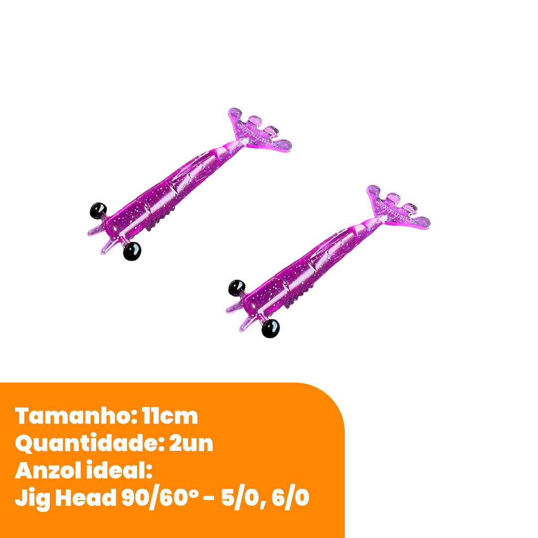 Kit Isca Artificial Camarão Jig Head Articulado