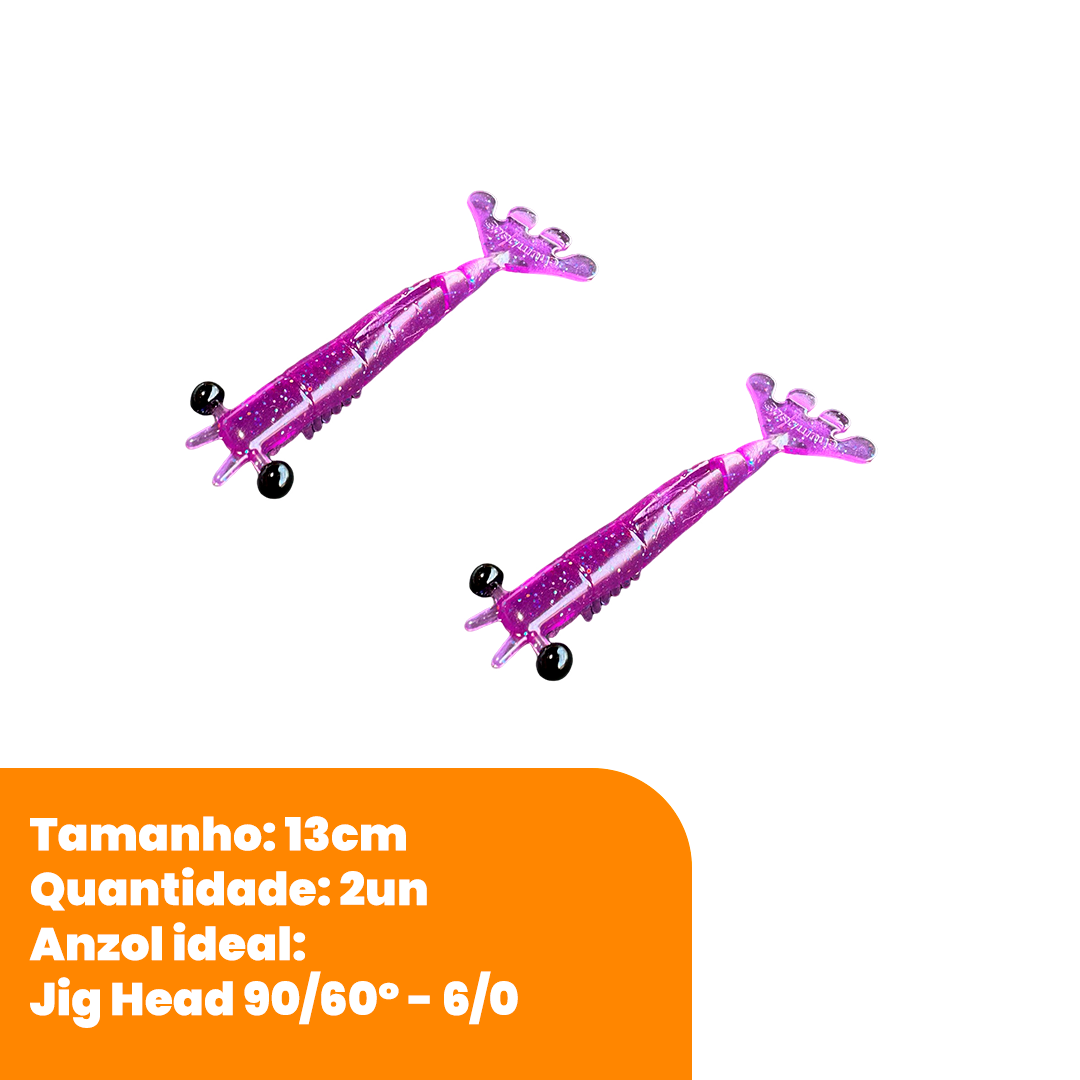 Kit Isca Artificial Camarão Jig Head Articulado
