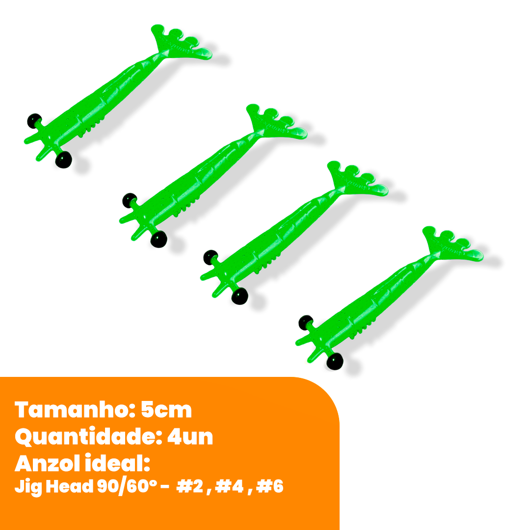 Kit Isca Artificial Camarão Jig Head Articulado