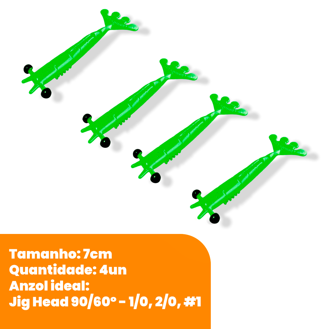 Kit Isca Artificial Camarão Jig Head Articulado