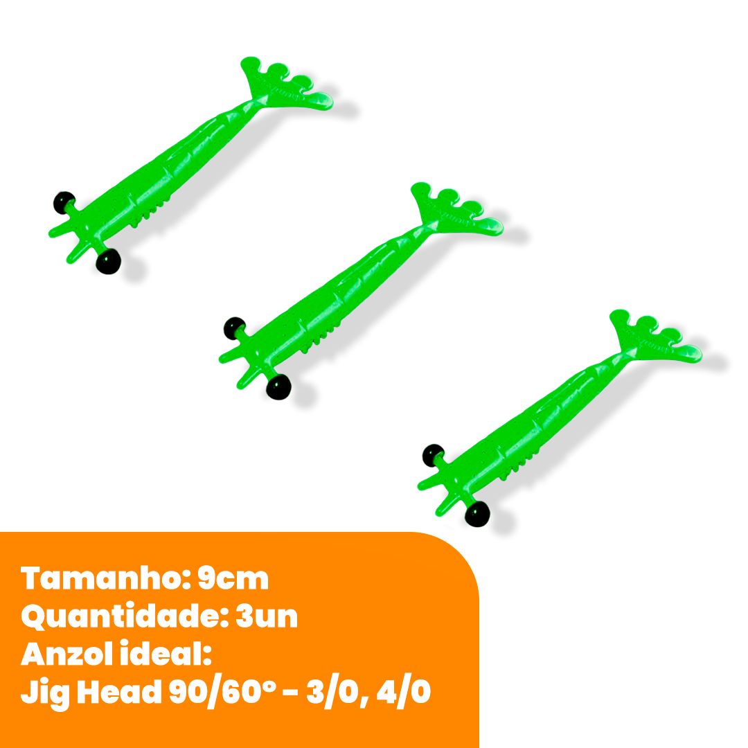 Kit Isca Artificial Camarão Jig Head Articulado
