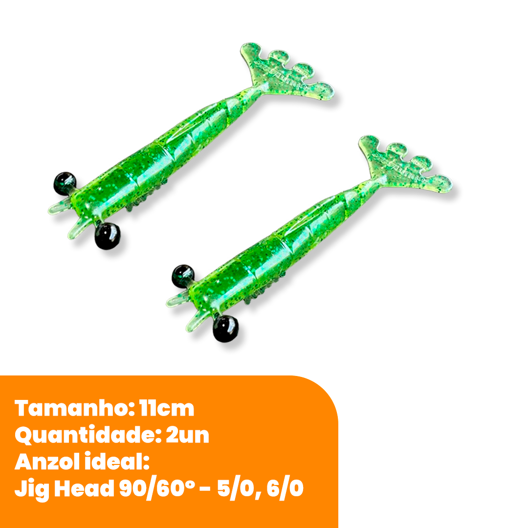 Kit Isca Artificial Camarão Jig Head Articulado