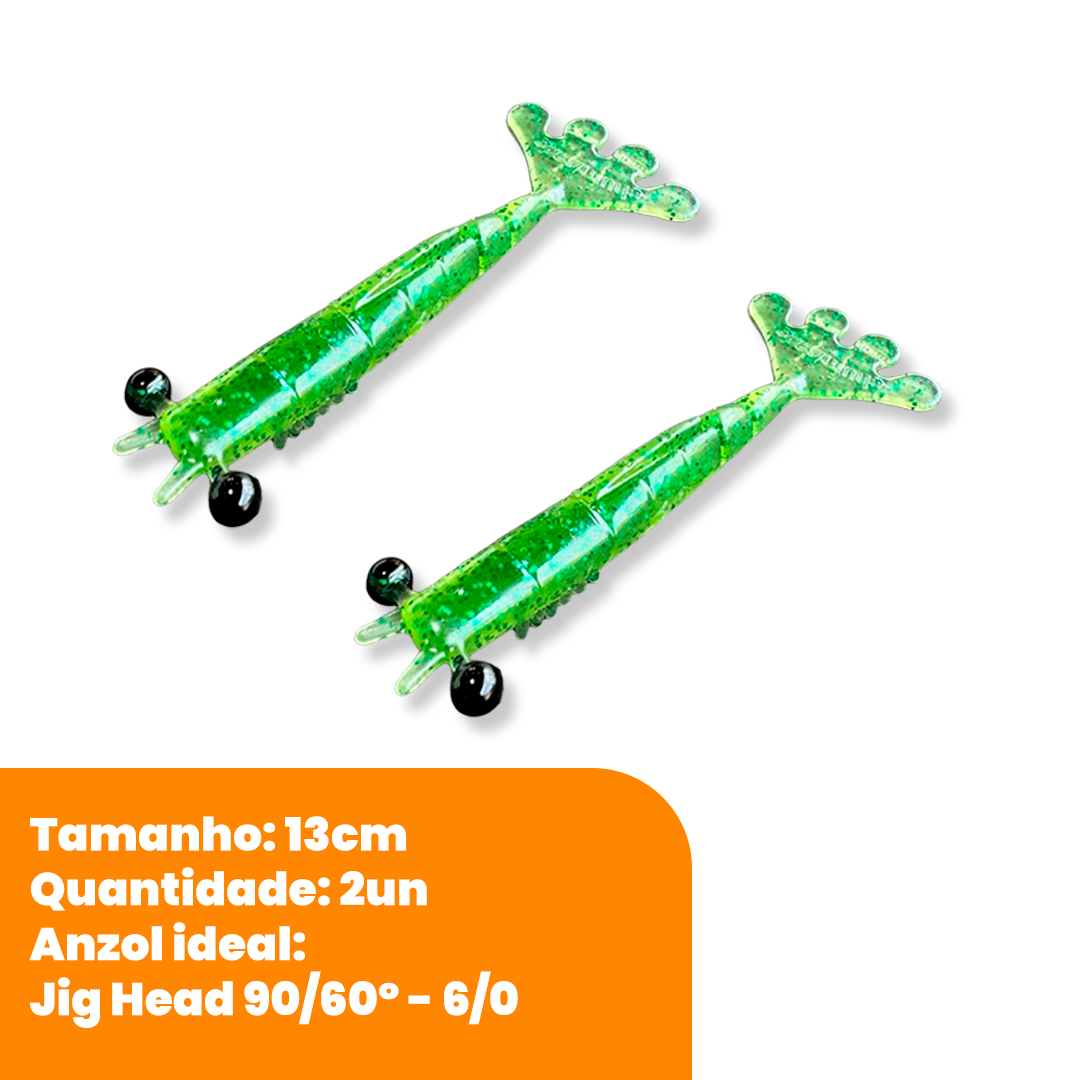 Kit Isca Artificial Camarão Jig Head Articulado