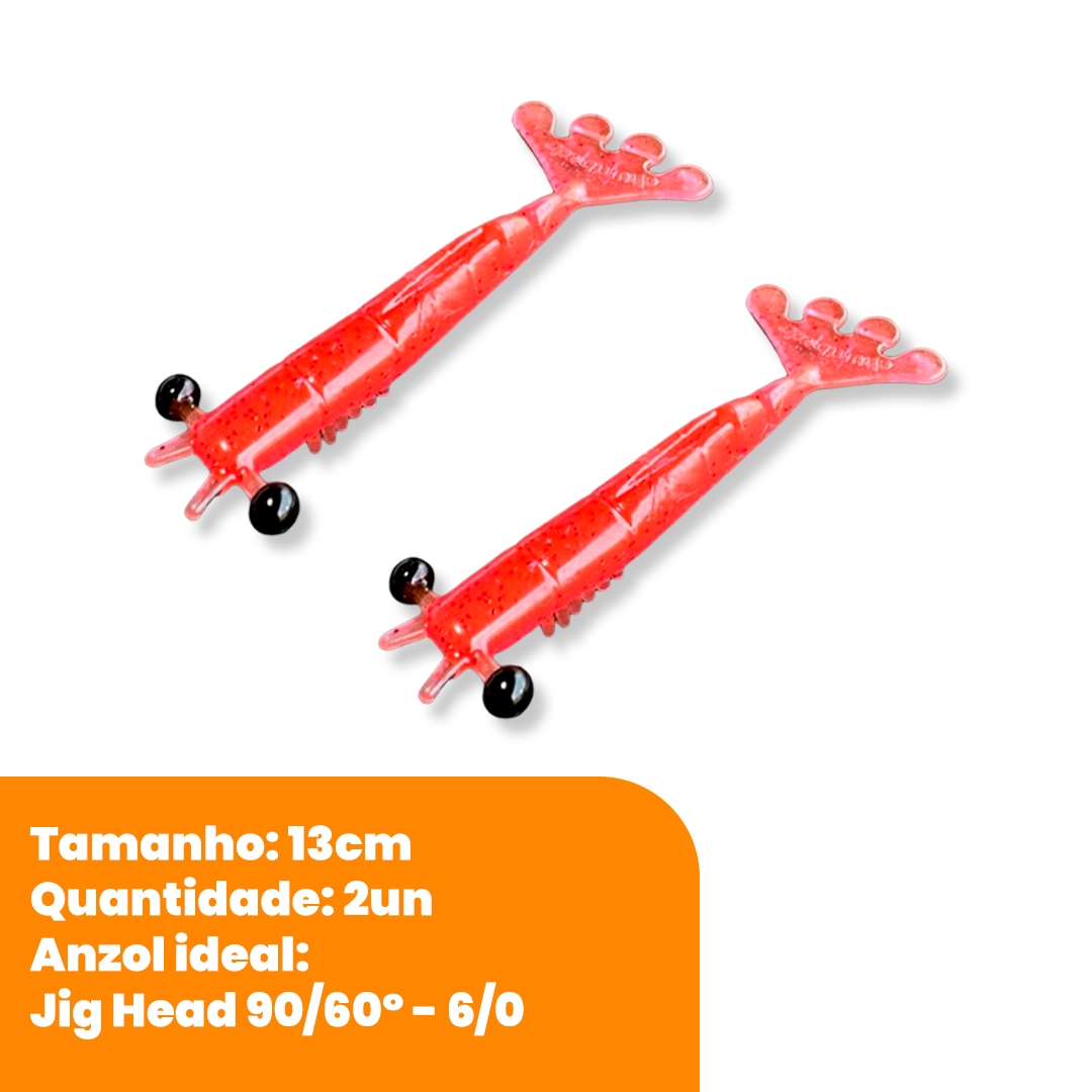 Kit Isca Artificial Camarão Jig Head Articulado