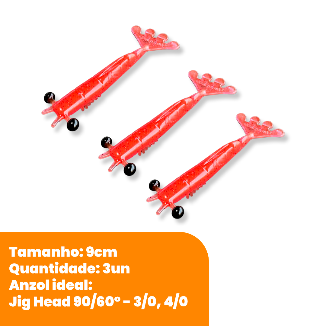 Kit Isca Artificial Camarão Jig Head Articulado
