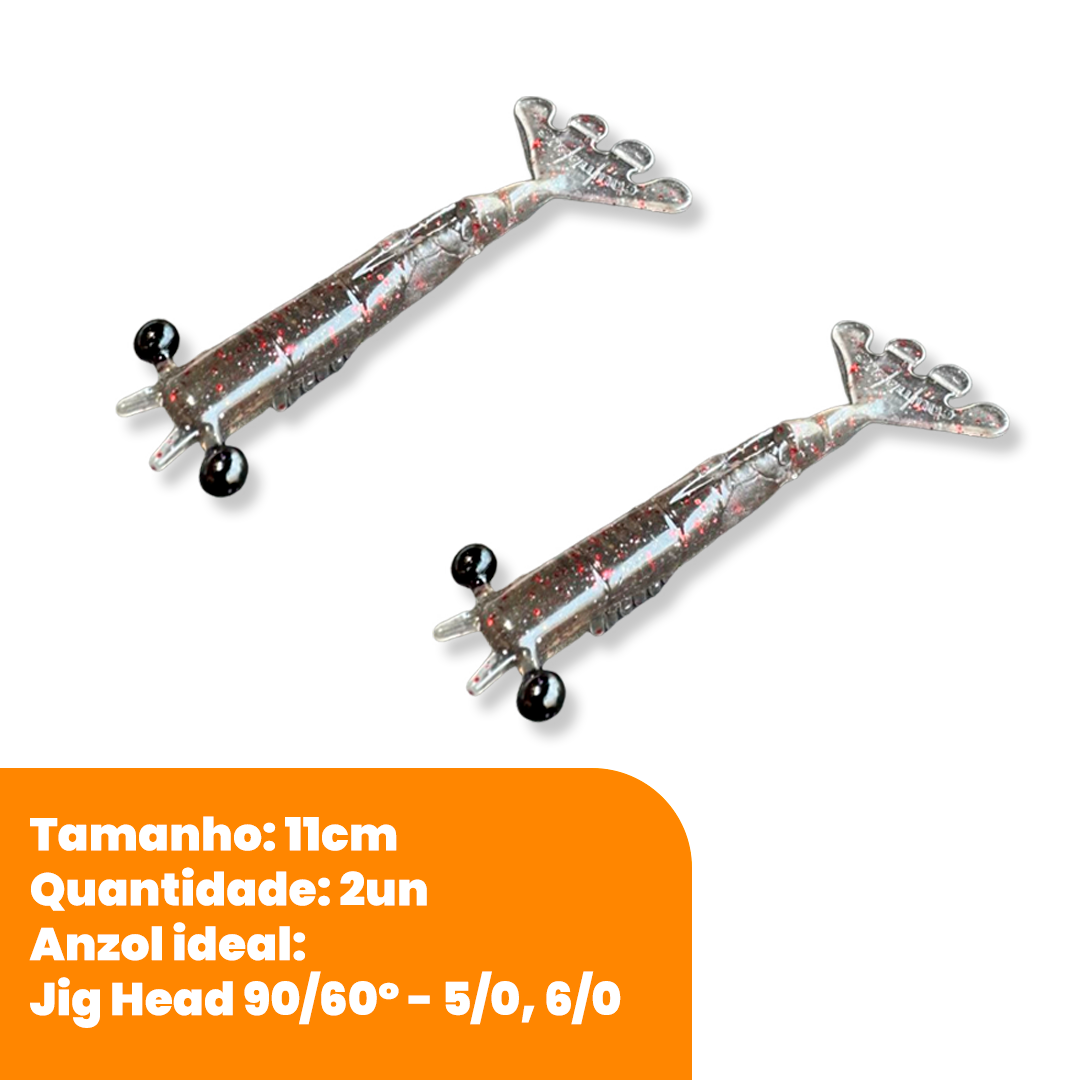 Kit Isca Artificial Camarão Jig Head Articulado