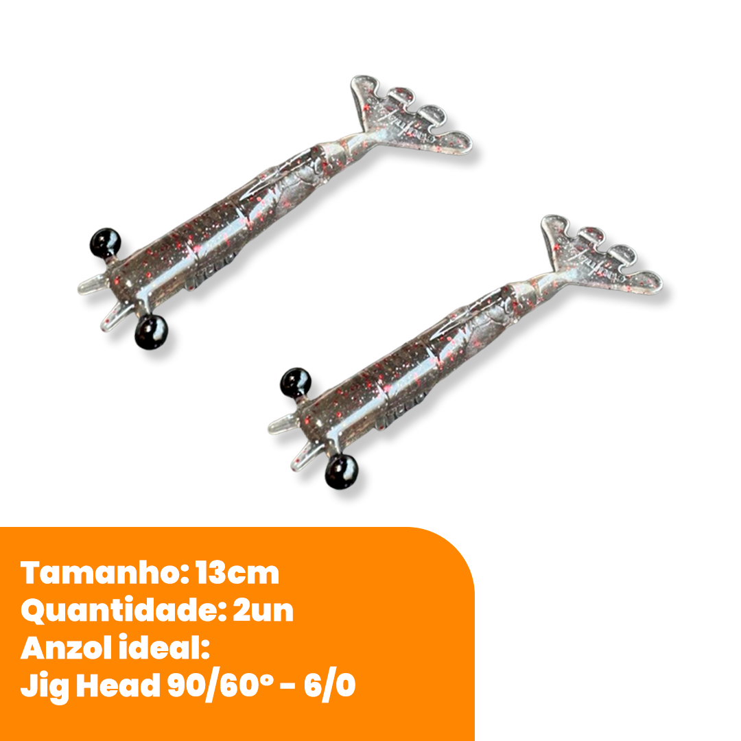 Kit Isca Artificial Camarão Jig Head Articulado