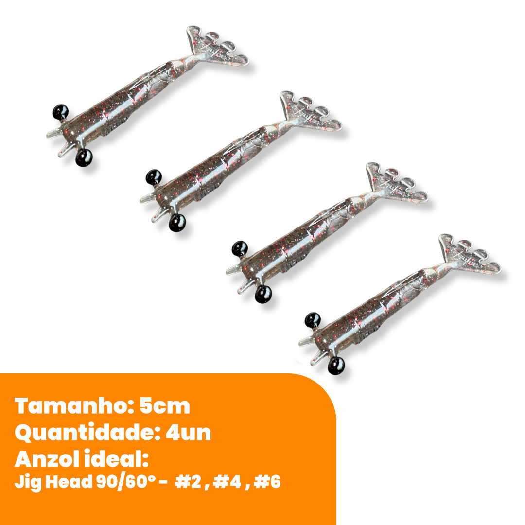 Kit Isca Artificial Camarão Jig Head Articulado