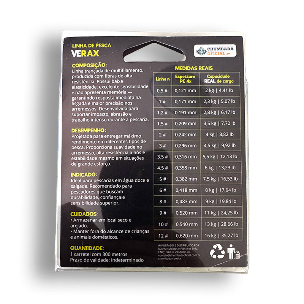 VERAX Linha de Multifilamento 4X – 300 metros | Chumbada Oficial